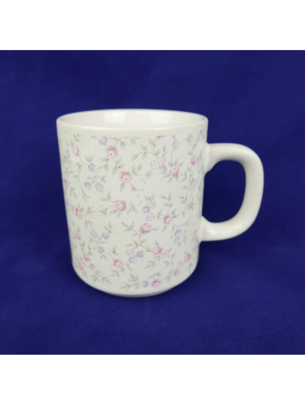 Vintage Japan Ditsy Floral Rose Ceramic Mug Pastel Chintz Coffee Cup 1970 -1980s